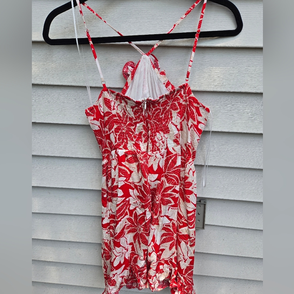 Adelyn Rae Red and White Floral Dress Size L - Picture 3 of 6